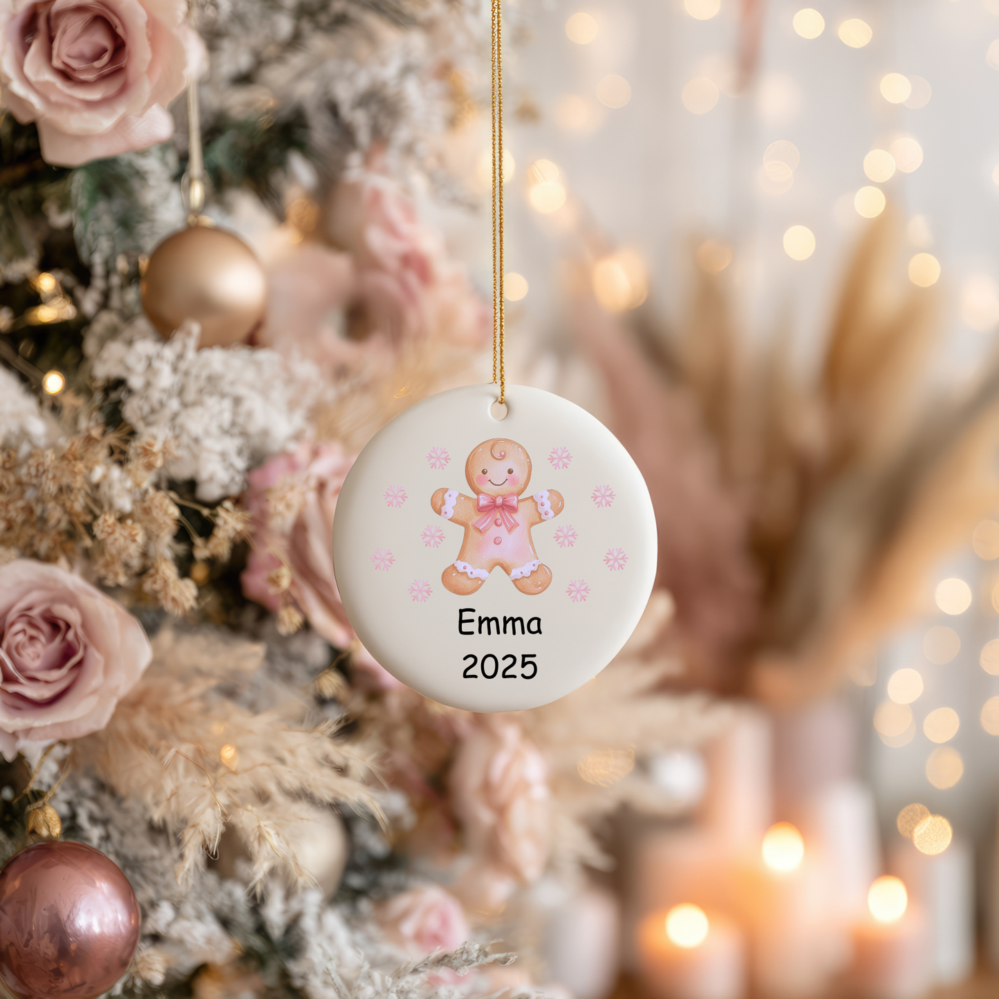 Pink Christmas Ornament Collection – Personalised Ceramic Decorations