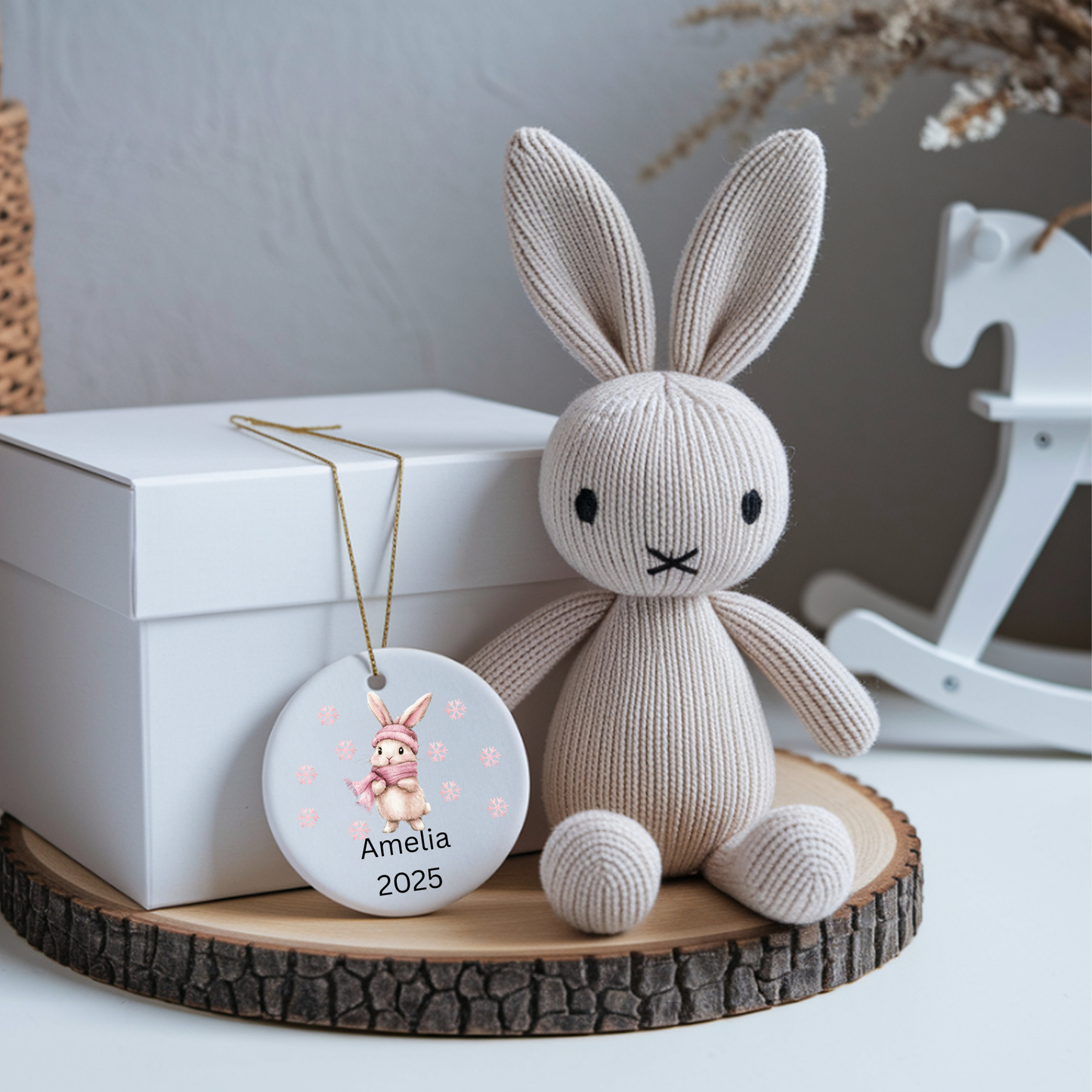 Pink Christmas Ornament Collection – Personalised Ceramic Decorations