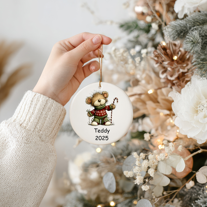 🎁 Whimsical Christmas Ornament Collection – Personalised Ceramic Decoration with Gift Pouch