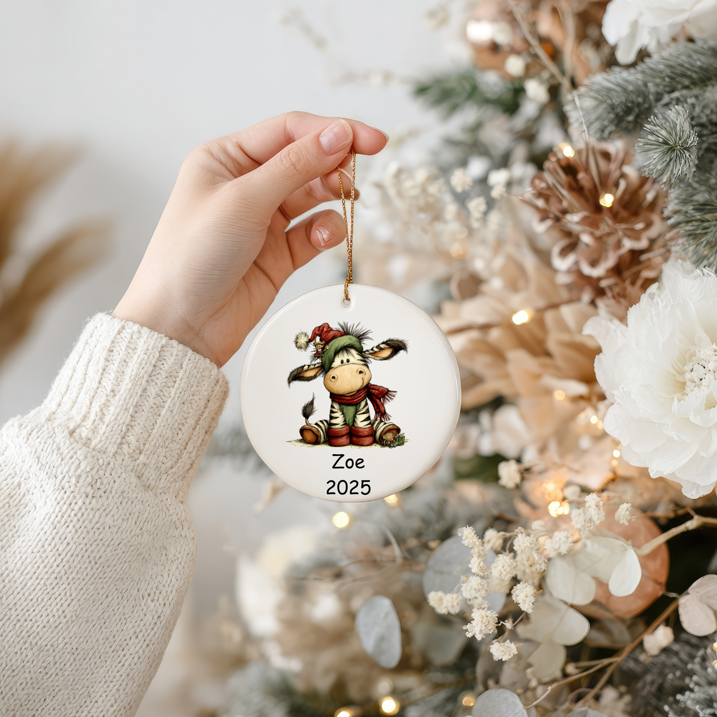🎁 Whimsical Christmas Ornament Collection – Personalised Ceramic Decoration with Gift Pouch