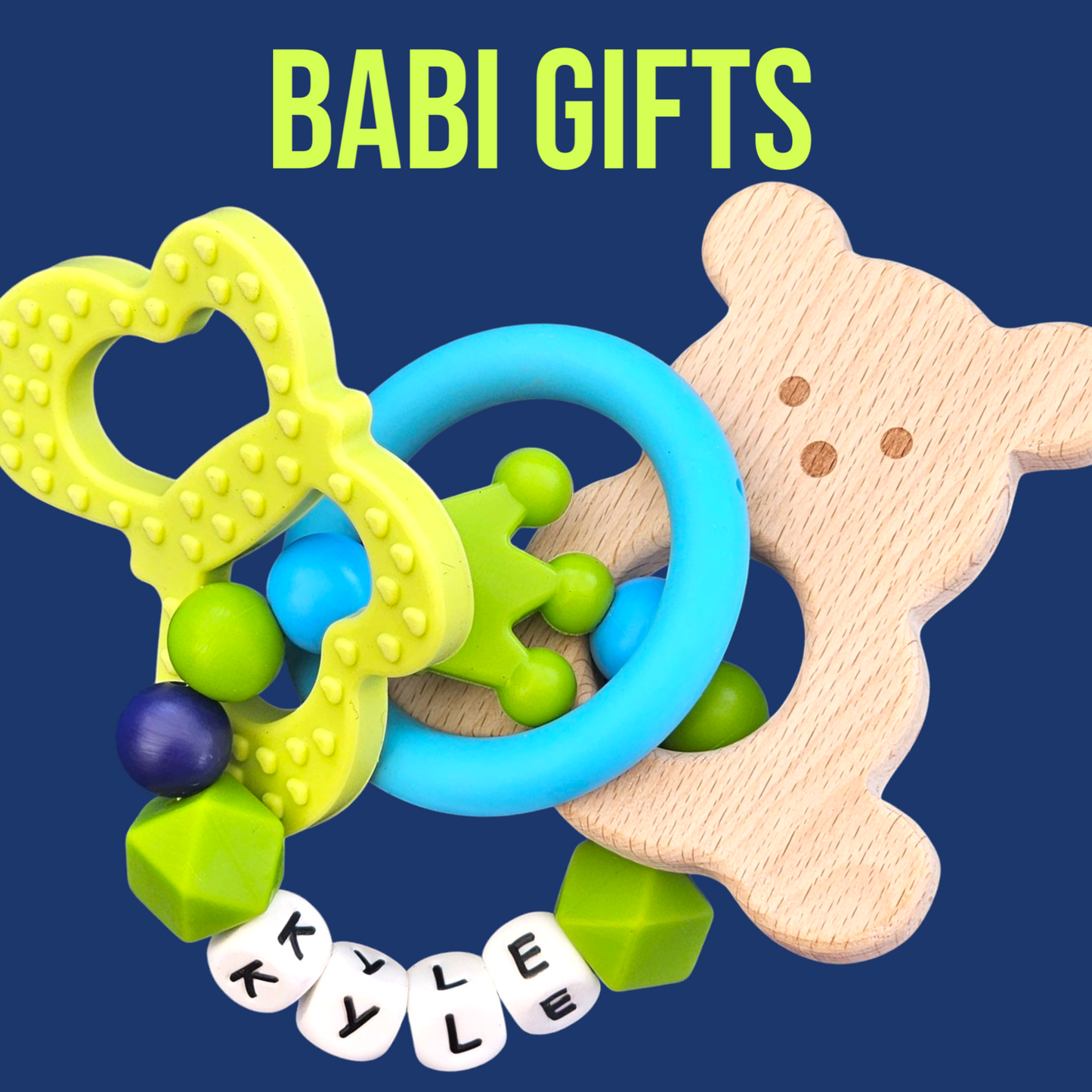 Green Crown Dummy Clip & Premium Teether – Royal Safari Gift