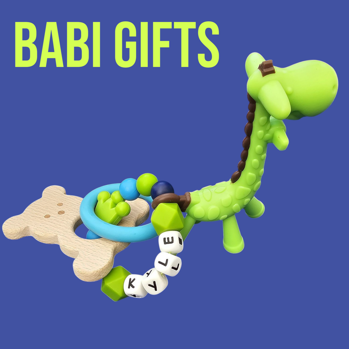 Green Crown Dummy Clip & Premium Teether – Royal Safari Gift