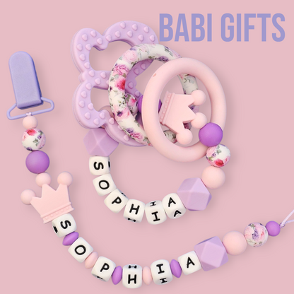 Princess Dummy Clip – Pink & Purple Premium Teether Set