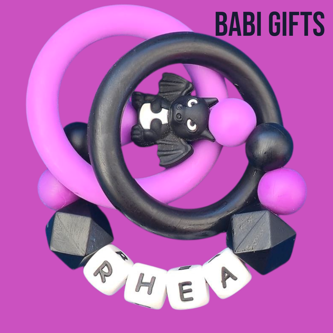 Fantasy Dragon Dummy Clip & Teether Set – Black & Purple