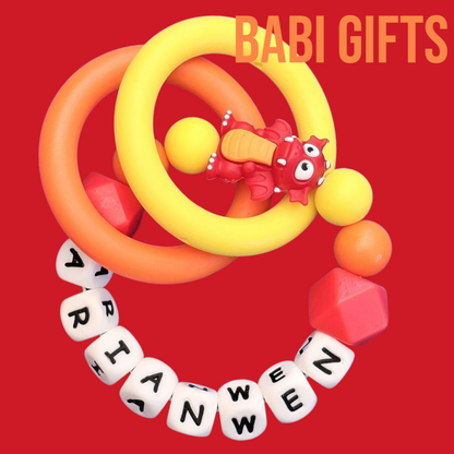 Red Dragon Dummy Clip & Teether Set – Personalised