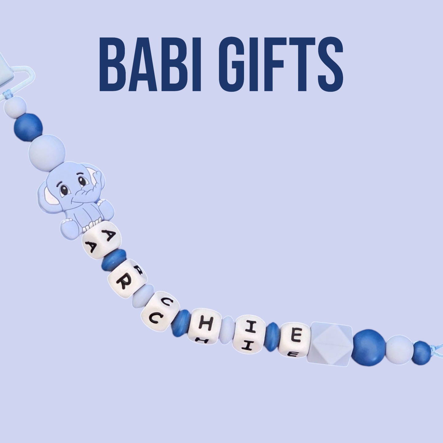Blue Elephant Dummy Clip & Teether – Soft Blue Rattle Gift