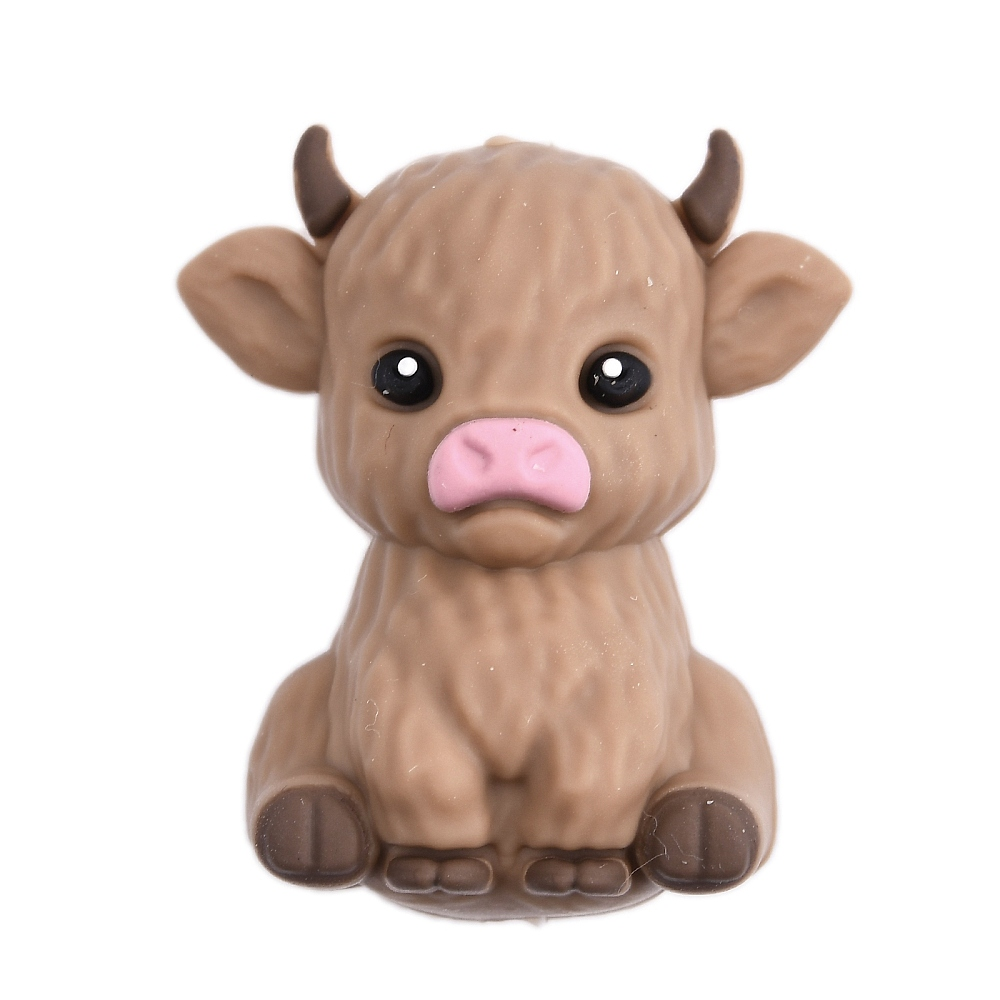 Highland Cow Dummy Clip and Teether Set – Leopard Print Personalised Gift