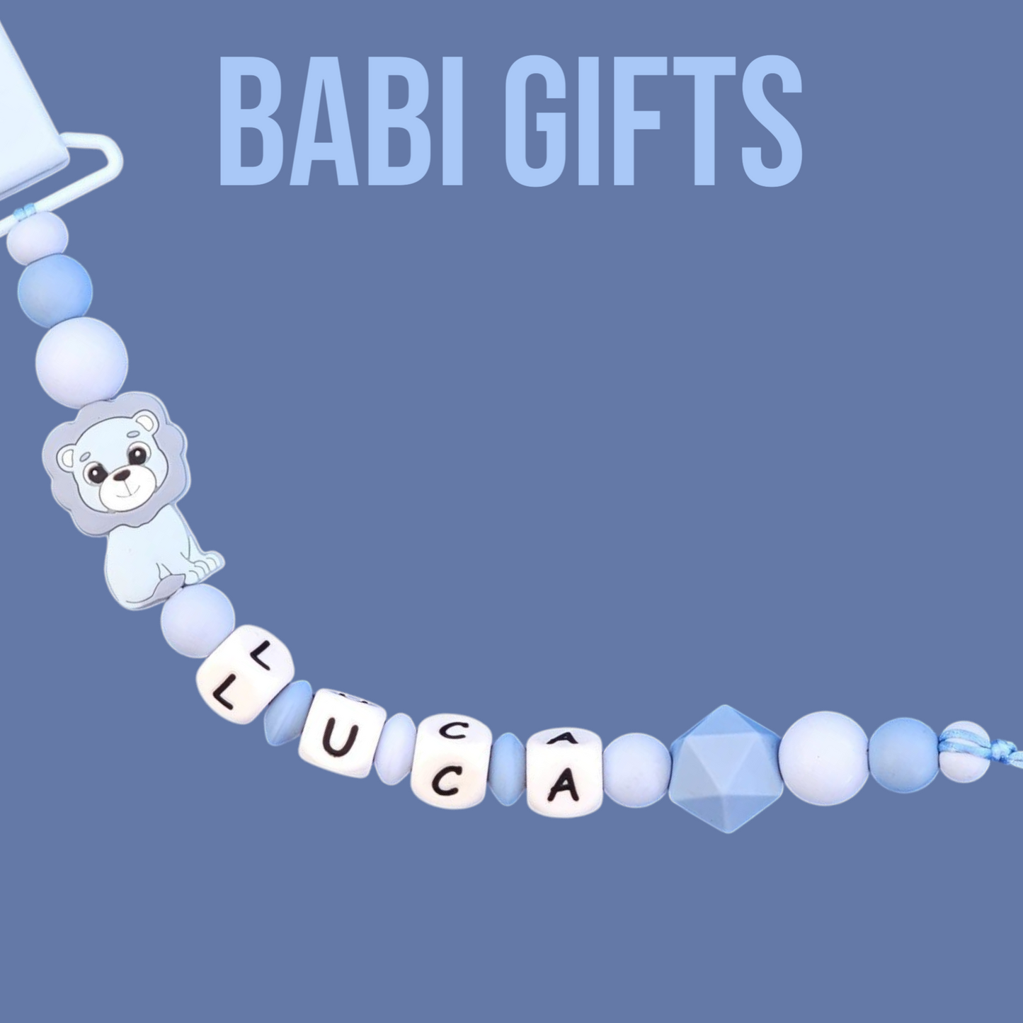 Blue Lion Dummy Clip & Teether – Cool Baby Gift Set