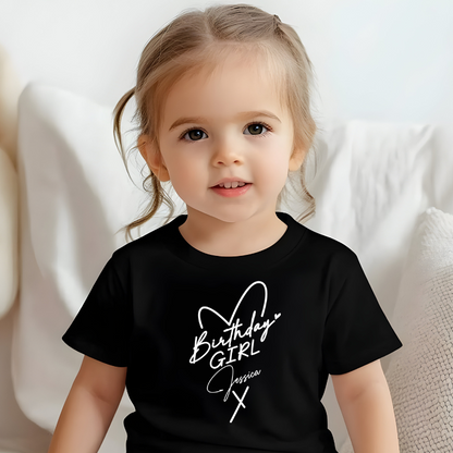 Heart Birthday Girl T-Shirt – Personalised, All Ages