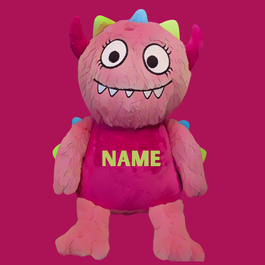 💗 Personalised Tummi Bear® – Pink Monster (42cm)