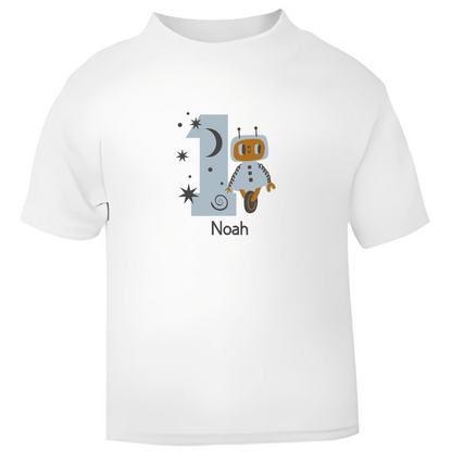 Robot 1st Birthday T-Shirt – Personalised Baby Boy Tee