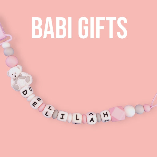 Cuddly Teddy Dummy Clip & Teether Set – Pink, White & Grey - Personalised
