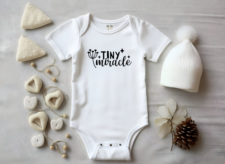 Tiny Miracle – White Cotton Baby Bodysuit