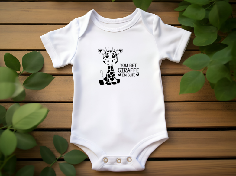 You Bet Giraffe I'm Cute – Funny Animal Baby Bodysuit