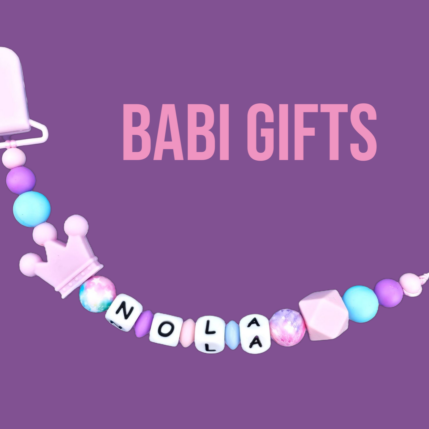 Crown Dummy Clip & Teether Set – Aqua, Pink & Purple