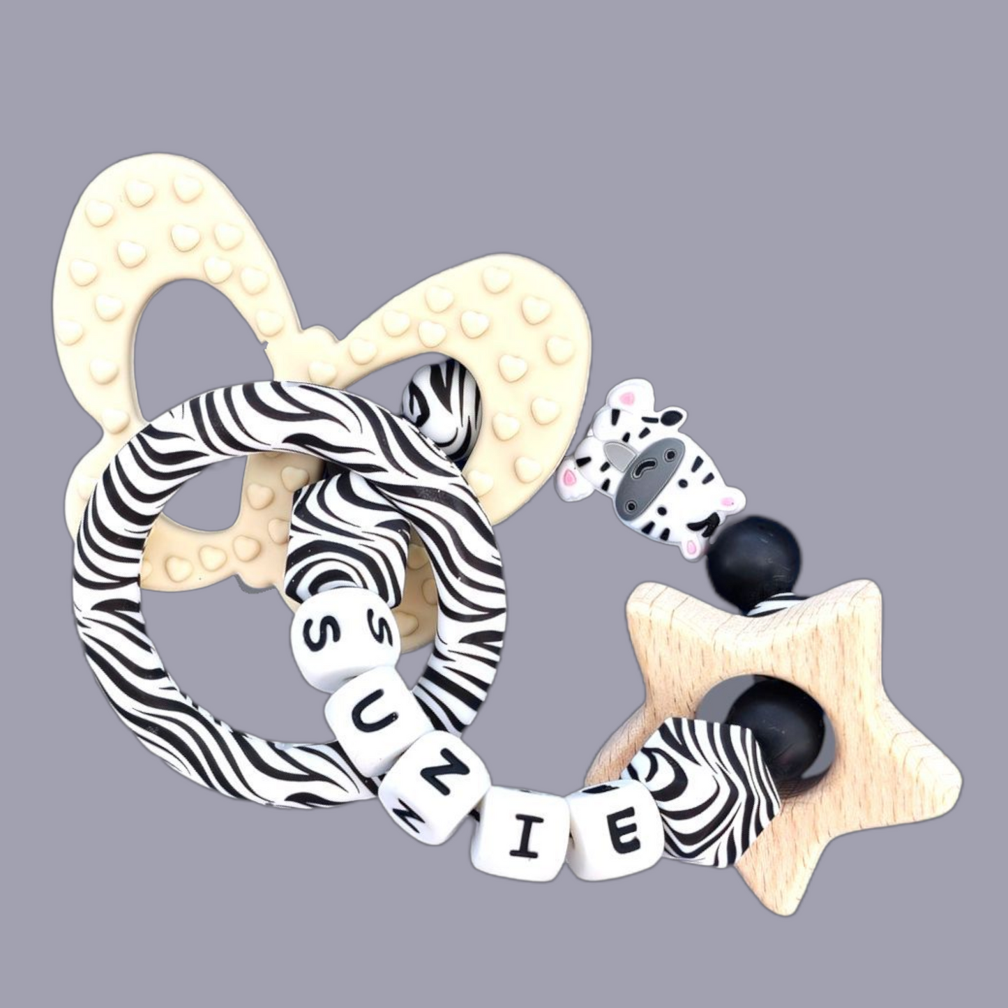 Zebra Dummy Clip – Premium Personalised Safari Set