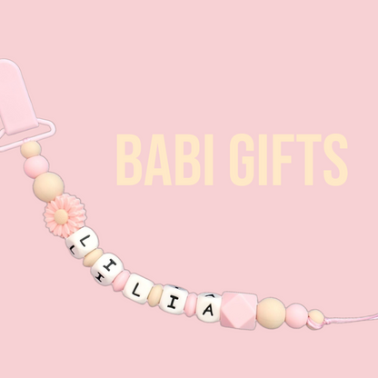Pink Daisy Dummy Clip & Teether Set – Personalised
